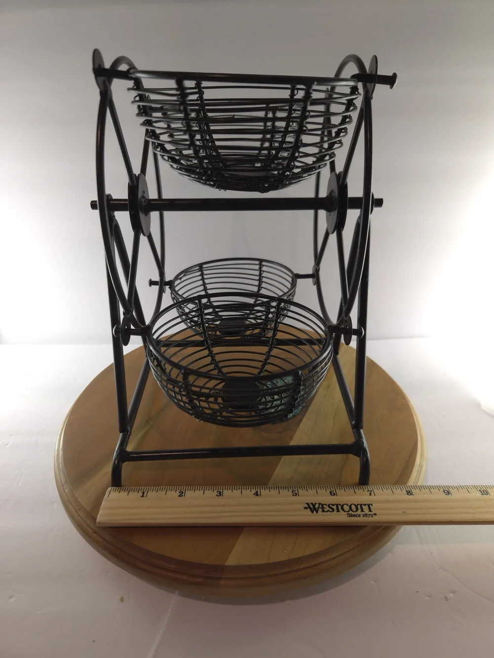 Black Metal Ferris Wheel Basket Decorative Stand, Candy/Condiment Server